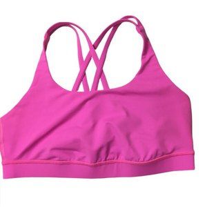 Lululemon Energy Sport Bra Size 10 Strappy Full Coverage Wide Band Coolmax Pink